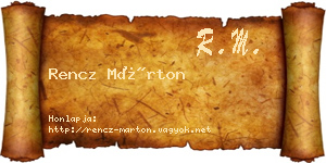Rencz Márton névjegykártya